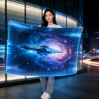 Écran LED invisible P8 en verre, autocollant ultra-fin, mur d'affichage transparent, haute luminosité, CMS, garantie 2 ans, télécommande