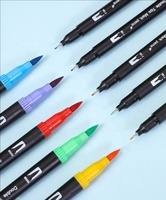 Marqueurs d'aquarelle à double pointe noirs, stylos de dessin artistique, stylos à contour, marqueurs lavables à base d'eau