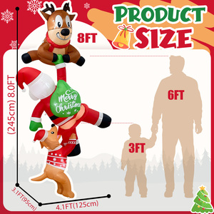 <b>Large</b> Outdoor <b>Inflatable</b> Christmas Reindeer Climbing Santa Claus with Dog, Blow up Xmas Decoration with LED Lights for Roof Yard - Product Image 3