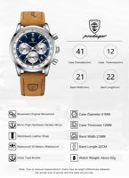 Montre-bracelet pour homme Poedagar 921, luxe, mode, sport, chronographe, bracelet en cuir, étanche, lumineuse