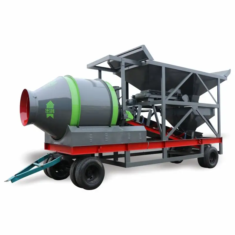 Mobile Ready Mix 650L Mixer Machine Concrete Batch Plant Portable Mobile Concrete Drum Batching Plant 25-100m3/h Electric IDEAL