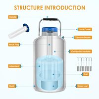 Petit réservoir d'azote liquide 3L Insémination artificielle Stockage de sperme Flacon Dewar Conteneur d'azote liquide
