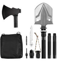 Ensemble pioche et hache multifonctionnel d'ingénieur pour l'extérieur, outil de survie pliable portable, tomahawk pour le camping et l'utilisation en voiture