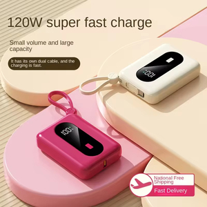 RUNCEIN 2024 nuovo grazioso Mini Power <span class=keywords><strong>Bank</strong></span> 10000mAh batteria del telefono con Display digitale a LED porta il cavo di bordo banca di ricarica - Product Image 5