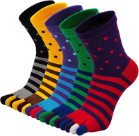 Chaussettes décontractées pour hommes en coton biologique peigné à cinq doigts, vente en gros pour fabricants, antibactériennes, confortables pour l'automne