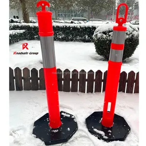 Traffic Plastic Reflective T-Top PVC Delineator Post Orange Traffic Warning Bollard