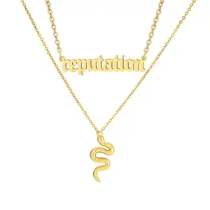SC Hot Sale Fashion Gold Plated Titanium Steel Letter Necklace Name Number Snake Necklaces for Women Girls