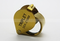Mini Foldable Reading Magnifier 30 X 21MM Magnification Metal Loupe Golden Color