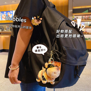 Porte-clés en peluche abeille Baimao, forme 3D, matière douce, pendentif mousqueton pour femme, cadeau - Product Image 4