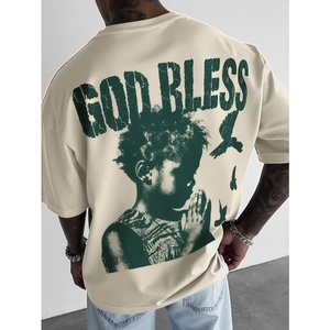 T-shirt personnalisé 1 pièce, lourd, vierge, en gros pour hommes, été, avec logo pour le travail, t-shirt délavé, streetwear - Product Image 6