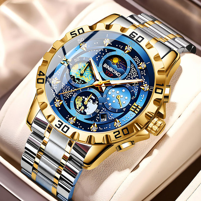 BINBOND 3225 Watch for Man Top Brand Luxury Fashion Waterproof Week Date Clock Quartz Watch