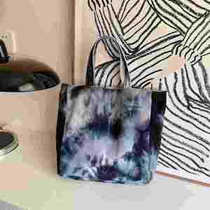 Sac fourre-tout en toile tie-dye, grand sac à bandoulière de plage pour filles, sac à main double face pour femmes, sac de shopping - Product Image 1