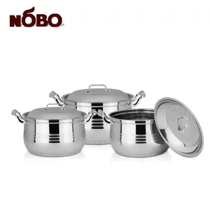 Conjunto de vaso de cozinha pesado industrial, durável, aço inoxidável, panelas turcas com alça dupla