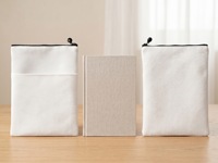 Sac à dos en coton et lin avec fermeture éclair pour transfert thermique, pochette de rangement vierge pour sublimation, imprimée pour la papeterie