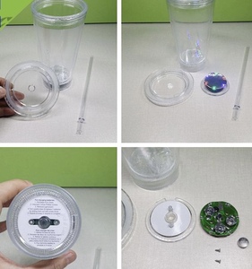 New Style 16oz LED doppelwandige klare Becher Plastik becher mit Deckel und Strohhalm - Product Image 4