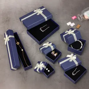 beautiful cardboard paper packaging luxury gift box case for jewelry necklaces with ribbon