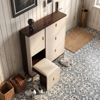Meuble à chaussures de luxe moderne et minimaliste pour entrée, avec banc coulissant et rangement dissimulé, en bois laqué brillant, vente en gros