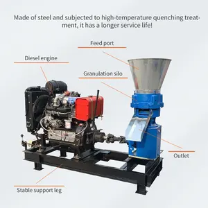Satılık pelet granülatör için sıcak satış dizel motor gücü pelet pres makinası pelet besleme değirmeni makinesi