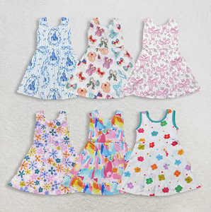 Robe d'été respirante à carreaux pour bébés filles avec nœuds et short de yoga actif pour tout-petits – Grande Vente - Product Image 1