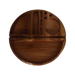 LC New Style Wooden Round Smoking Trays Wholesale Factory Direct Durable 218mm Trays Suppliers