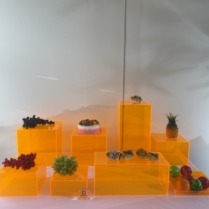 Colorido acrílico anidamiento cubo Lucite pastel soporte Pedestal caja estante de exhibición para hoteles restaurantes y comida boda elevadores estante - Product Image 1