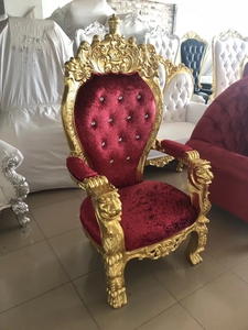 Foshan โรงงาน <span class=keywords><strong>Royal</strong></span> Regal <span class=keywords><strong>King</strong></span> บัลลังก์ <span class=keywords><strong>King</strong></span> และ Queen Gold สีแดง Pedicure เก้าอี้สำหรับงานแต่งงาน - Product Image 2