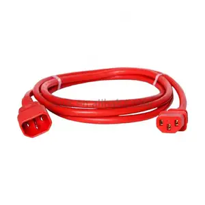 C13 to C14 red color 0.3M power cord pin suffix male and female extension cord c13/c14, IEC certified copper power cord