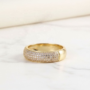 Bague plaquée or pour femmes, multi-rangs, pavée de zircone cubique, large, de luxe, empilable, pour mariage et fête - Product Image 4