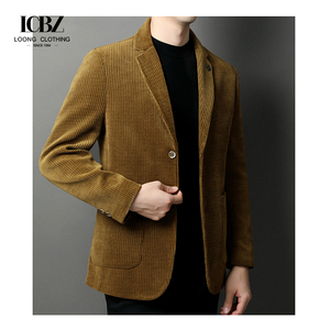 <span class=keywords><strong>Giovane</strong></span> abito singolo di mezza età da <span class=keywords><strong>uomo</strong></span> leggero di lusso Top primavera nuovo stile giacca di velluto dorato Plus Size vestito di velluto a coste - Product Image 2