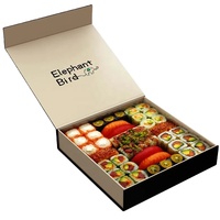 Boîtes à emporter en carton personnalisées en matériaux recyclés écologiques, avec revêtement UV, gaufrage et couvercle transparent pour l'emballage de sushis, nouilles et autres aliments