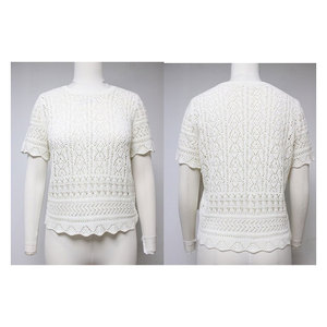 Suéter de Mujer de Alta Calidad, 100% Algodón, 5GG, Tejido Jacquard con Puntos en Toda la Superficie, Mangas Cortas - Product Image 1