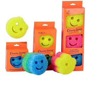 Spons Cuci Piring Dapur Bentuk Wajah Tersenyum Kartun, Sikat Penggosok Panci Mangkuk, Alat Pembersih, Spons Penggosok Sensitif Panas - Product Image 1