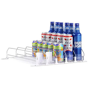 Organisateur de boissons <span class=keywords><strong>à</strong></span> largeur réglable, <span class=keywords><strong>à</strong></span> poussée automatique, glissière de réfrigérateur avec <span class=keywords><strong>support</strong></span> de rangement <span class=keywords><strong>pour</strong></span> canettes de soda, étagère de présentation, pousseur - Product Image 6