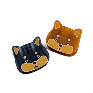 YIYI OBM 8cm pinzas para el pelo de acetato de oso marrón estampado UV cara de perro pinzas para el pelo azul diseño Animal Original pinzas para el pelo personalizadas - Product Image 1
