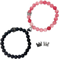 Bracelet magnétique unisexe en pierre naturelle pour couples, design couronne Yin-Yang Taiji, pierre volcanique et turquoise, pour le commerce transfrontalier
