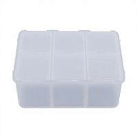 Boîte de rangement cosmétique transparente, écologique, lavable, avec 6 compartiments, personnalisable, rectangulaire, en plastique PP/PE/PS