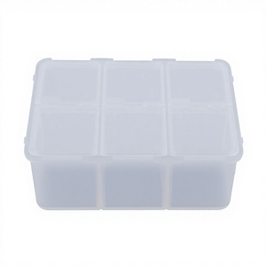 Boîte de rangement cosmétique transparente, écologique, lavable, avec 6 compartiments, personnalisable, rectangulaire, en plastique PP/PE/PS - Product Image 4