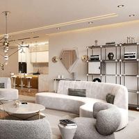 Nouveaux ensembles de canapés de meubles de salon avec rembourrage moderne conception en forme de courbe de base en acier