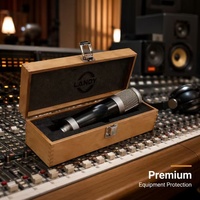 Boîte à microphone en bois écologique haut de gamme avec logo personnalisé gravé, étui de rangement pour équipement audio professionnel, emballage de luxe pour micro, EVA