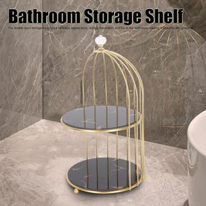 Minimalistischer Halber Vogelkäfig Goldener Kosmetik-Aufbewahrungsständer Kuchen-Dessert-Präsentationsständer Make-up-Organizer Metall-Badezimmerregal - Product Image 3
