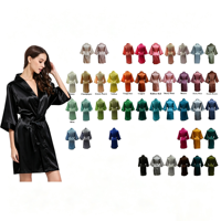 Robe de Demoiselle d'Honneur en Soie Satinée Unie avec Dentelle, Personnalisable avec LOGO, Kimono Peignoir de Mariage, Robe de Soirée Nuptiale Col en V