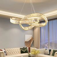 Lustre en cristal design moderne, finition dorée, art d'intérieur pour hall d'entrée, mariage de luxe, salon, hôtel, luminaires suspendus, lustres