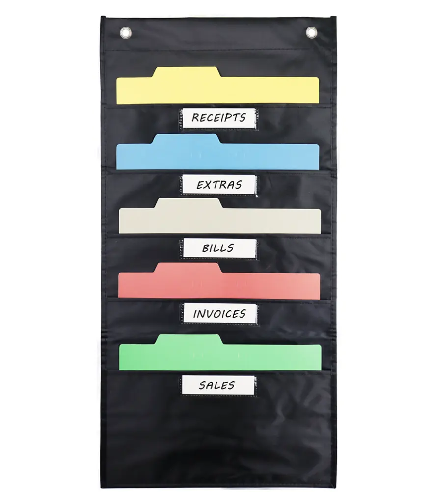 幼稚園学校教室ポケットチャート分類された収納オーガナイザーラベルカスタマイズポリPEプラスチックハンギングブックバッグ