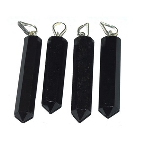 Élégant pendentif crayon en cristal d'agate noire accessoire de style religieux à la mode plaqué artisanat cadeau d'amélioration de style personnel - Product Image 1