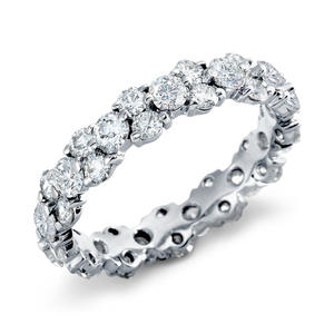 Anello con Diamante Q089 in Oro Bianco, Taglio Brillante Rotondo, Colore G Naturale, Fede Nuziale Classica da Donna - Product Image 1