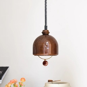 โคมไฟระย้าสไตล์วินเทจญี่ปุ่น ทำจากไม้เนื้อแข็ง ดีไซน์มินิมอล สำหรับห้องอาหาร ร้านอาหาร บาร์  แบบขยายได้ พร้อมกระจก - Product Image 3
