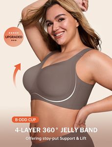 Sujetador inalámbrico sin costuras para mujer con tiras de gel, push-up invisible, tipo camiseta, antideslizante, suavizante, tallas grandes - Product Image 2