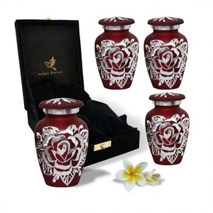 Beautiful Red Rose <b>Mini</b> Keepsake <b>Urns</b> <b>for</b> Infants <b>Ashes</b> With Velvet Box (Diamond Cut) - Product Image 1