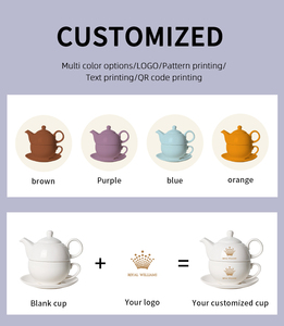 พิมพ์ลายสติ๊กเกอร์ตามสั่ง ชุดกาน้ำชาและถ้วยสำหรับ 1 ท่าน กาน้ำชาเดี่ยวสำหรับ 1 คน ชุดกาน้ำชาพร้อมถ้วยและจานรองสำหรับเป็นของขวัญ - Product Image 6