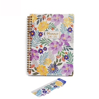 Venta caliente a granel doble bobina de metal planificador diario cuadernos A5 papel personalizado impresión Tapa dura cuaderno espiral con regla
